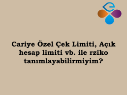 Cariye zel ek Limiti, Ak hesap limiti vb. ile rziko tanmlayabilirmiyim?